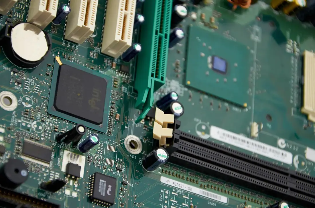 Close-up of a computer motherboard